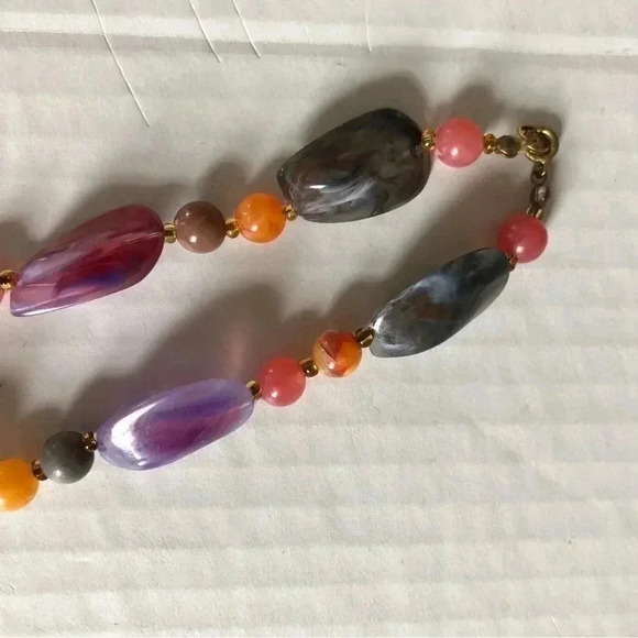 Vtg Marbled Beaded  Necklace - Picture 4 of 8